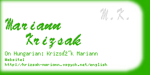 mariann krizsak business card